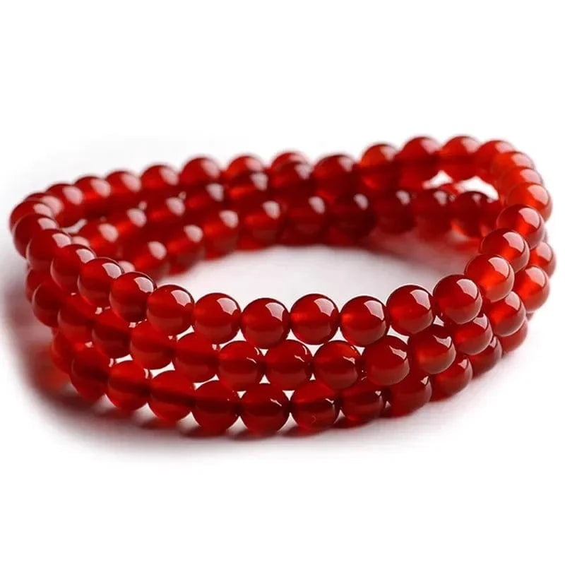 Artisan d'Asie Bracelets Malas Bracelet mala en pierre d'agate rouge