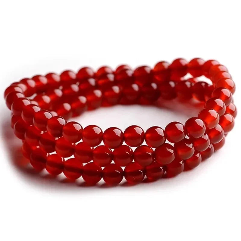 Artisan d'Asie Bracelets Malas Bracelet mala en pierre d'agate rouge