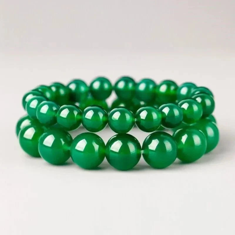 Artisan d'Asie Bracelets Malas Bracelet mala en pierre d'agate verte