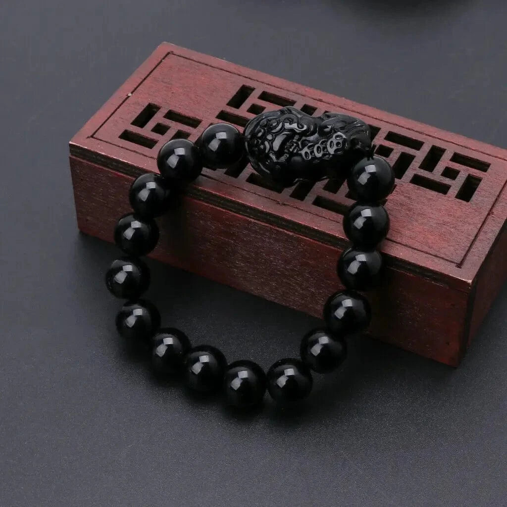 Artisan d'Asie Bracelets Malas Bracelet mala en pierre d'obsidienne noire