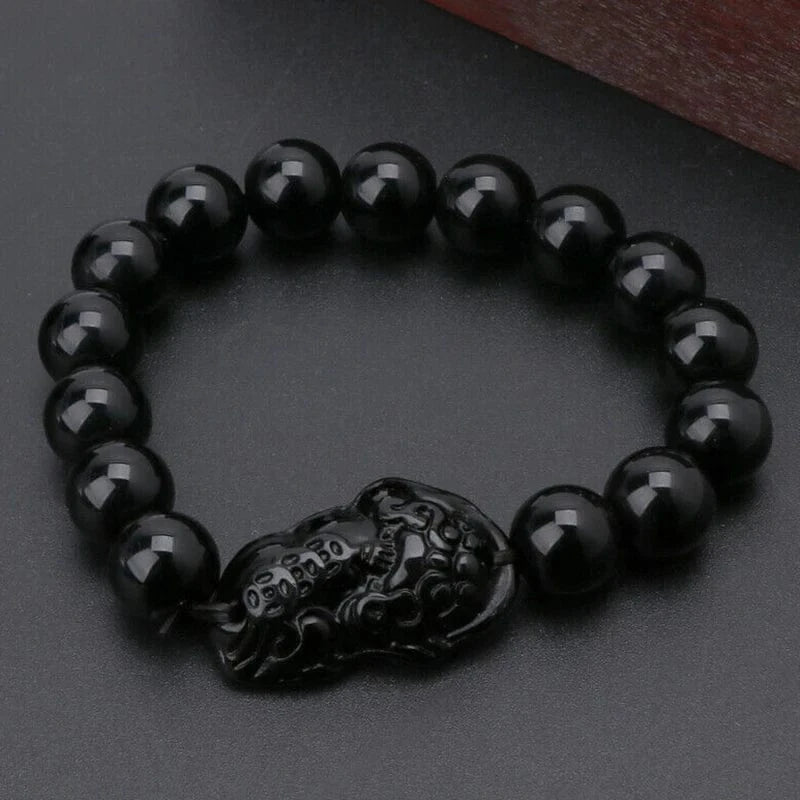Artisan d'Asie Bracelets Malas Bracelet mala en pierre d'obsidienne noire