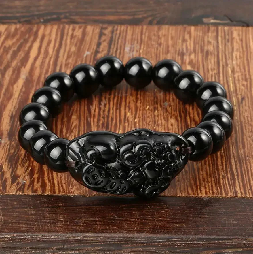 Artisan d'Asie Bracelets Malas Bracelet mala en pierre d'obsidienne noire