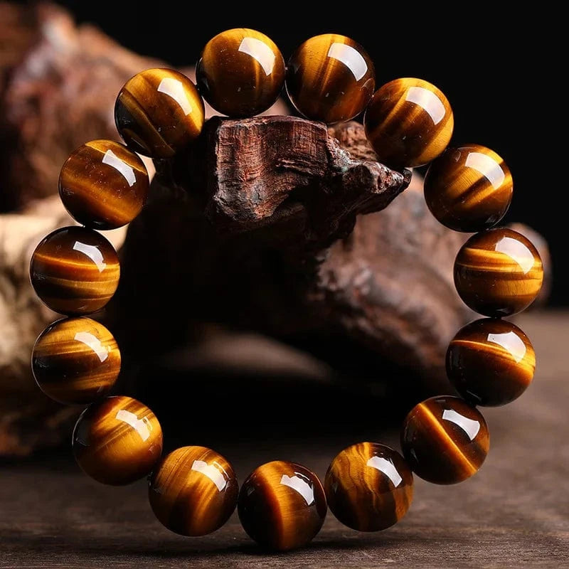 Artisan d'Asie Bracelets Malas Bracelet mala en pierre d'oeil de tigre jaune