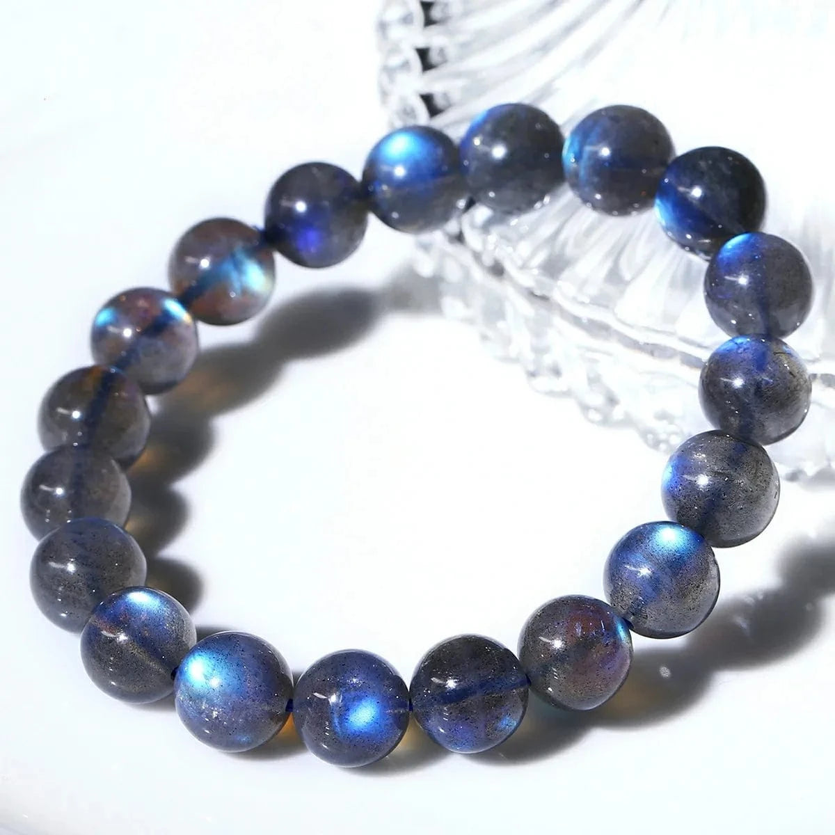 Artisan d'Asie Bracelets Malas Bracelet mala en pierre de labradorite
