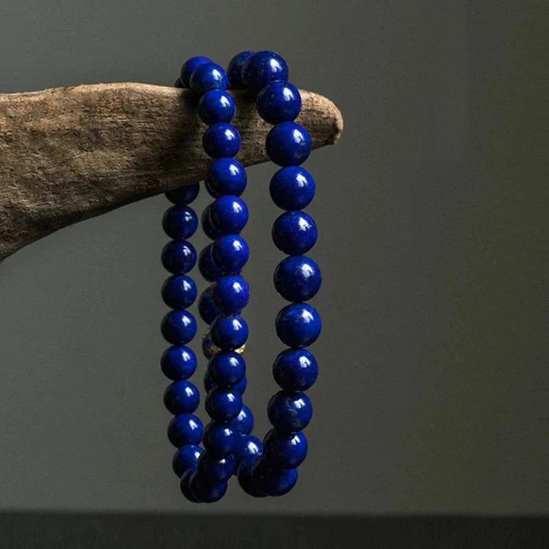 Artisan d'Asie Bracelets Malas Bracelet mala en pierre de lapis lazuli