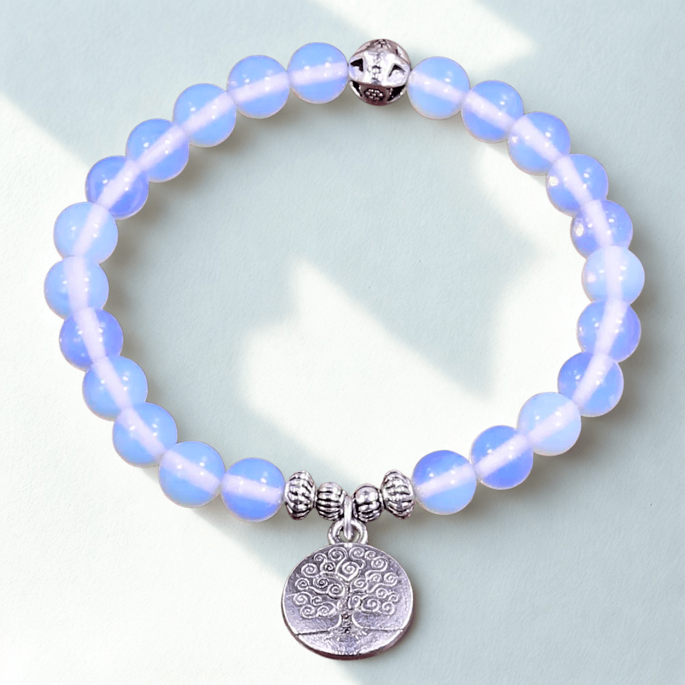 Artisan d'Asie Bracelets Malas Bracelet Mala en Pierre de Lune Arbre de Vie