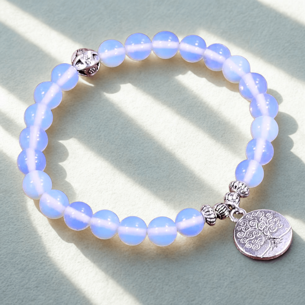 Artisan d'Asie Bracelets Malas Bracelet Mala en Pierre de Lune Arbre de Vie