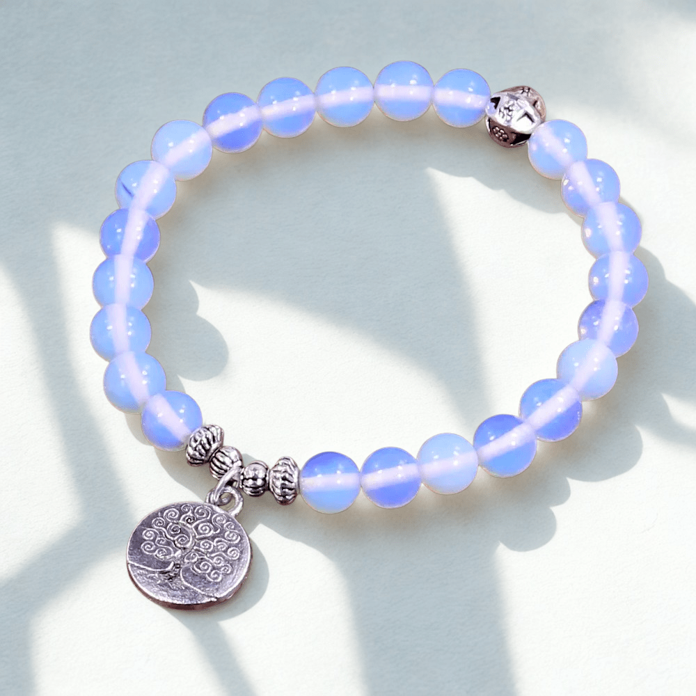 Artisan d'Asie Bracelets Malas Bracelet Mala en Pierre de Lune Arbre de Vie
