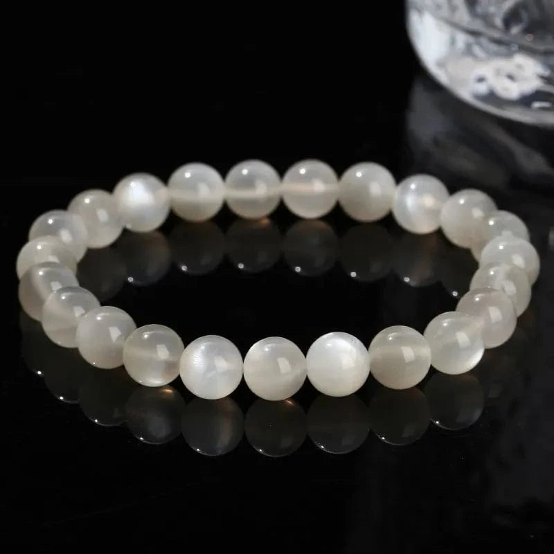 Artisan d'Asie Bracelets Malas Bracelet Mala en Pierre de Lune Blanche