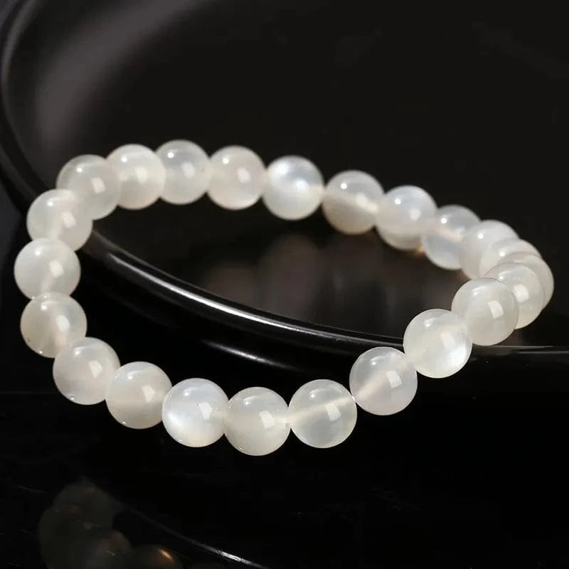 Artisan d'Asie Bracelets Malas Bracelet Mala en Pierre de Lune Blanche