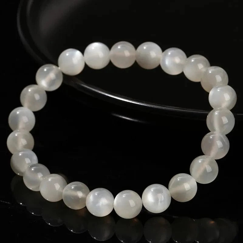 Artisan d'Asie Bracelets Malas Bracelet Mala en Pierre de Lune Blanche
