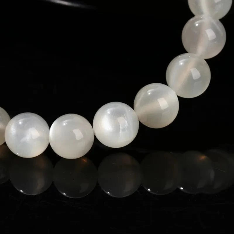 Artisan d'Asie Bracelets Malas Bracelet Mala en Pierre de Lune Blanche