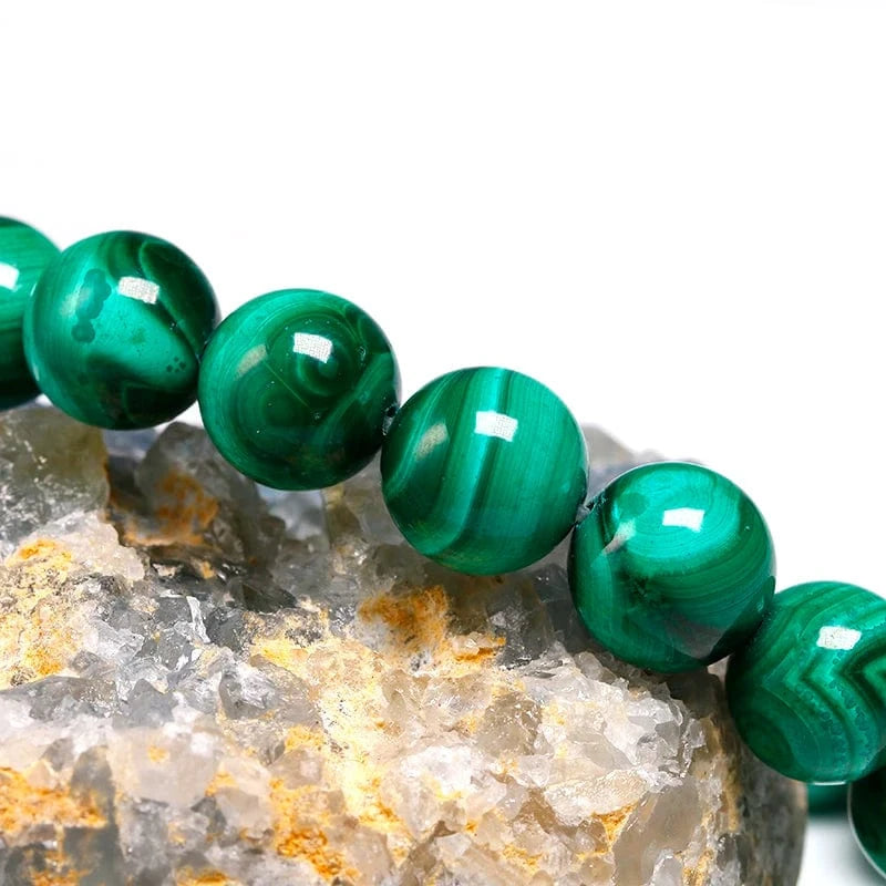 Artisan d'Asie Bracelets Malas Bracelet mala en pierre de malachite