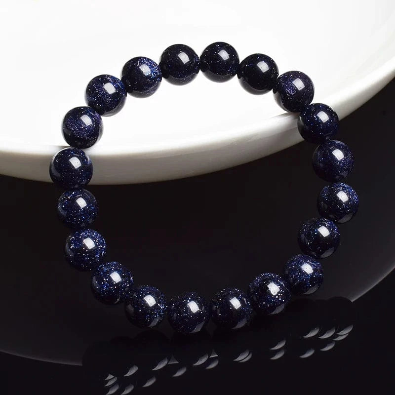 Artisan d'Asie Bracelets Malas Bracelet mala en pierre de sable bleu