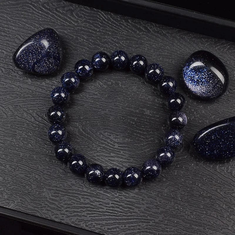 Artisan d'Asie Bracelets Malas Bracelet mala en pierre de sable bleu