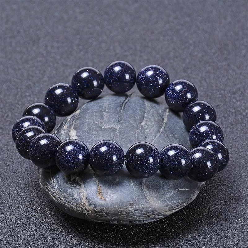 Artisan d'Asie Bracelets Malas Bracelet mala en pierre de sable bleu