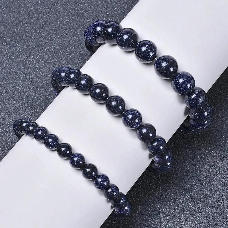 Artisan d'Asie Bracelets Malas Bracelet mala en pierre de sable bleu