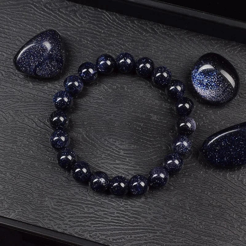 Artisan d'Asie Bracelets Malas Bracelet mala en pierre de sable bleu