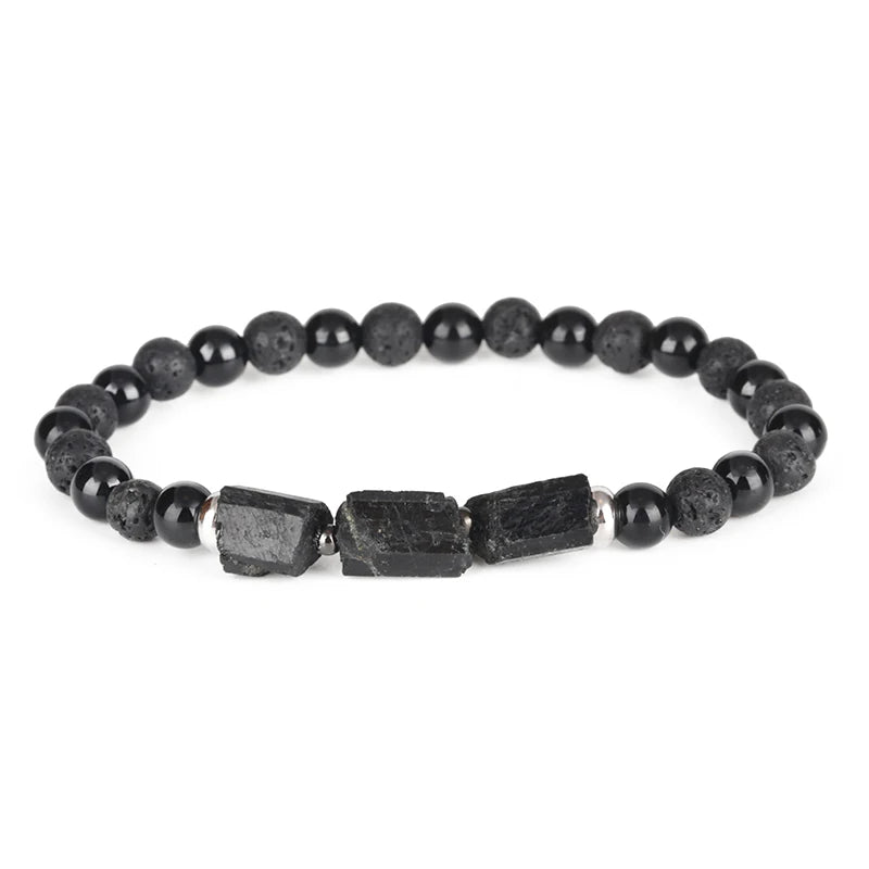 Artisan d'Asie Bracelets Malas Brillante / Femme Bracelet mala en Tourmaline Noire et Pierre de Lave