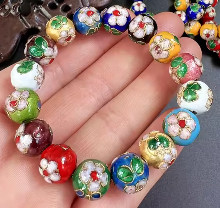 Artisan d'Asie Bracelets Malas Couleur Mélangée / 18 cm Bracelet mala en perles cloisonnées