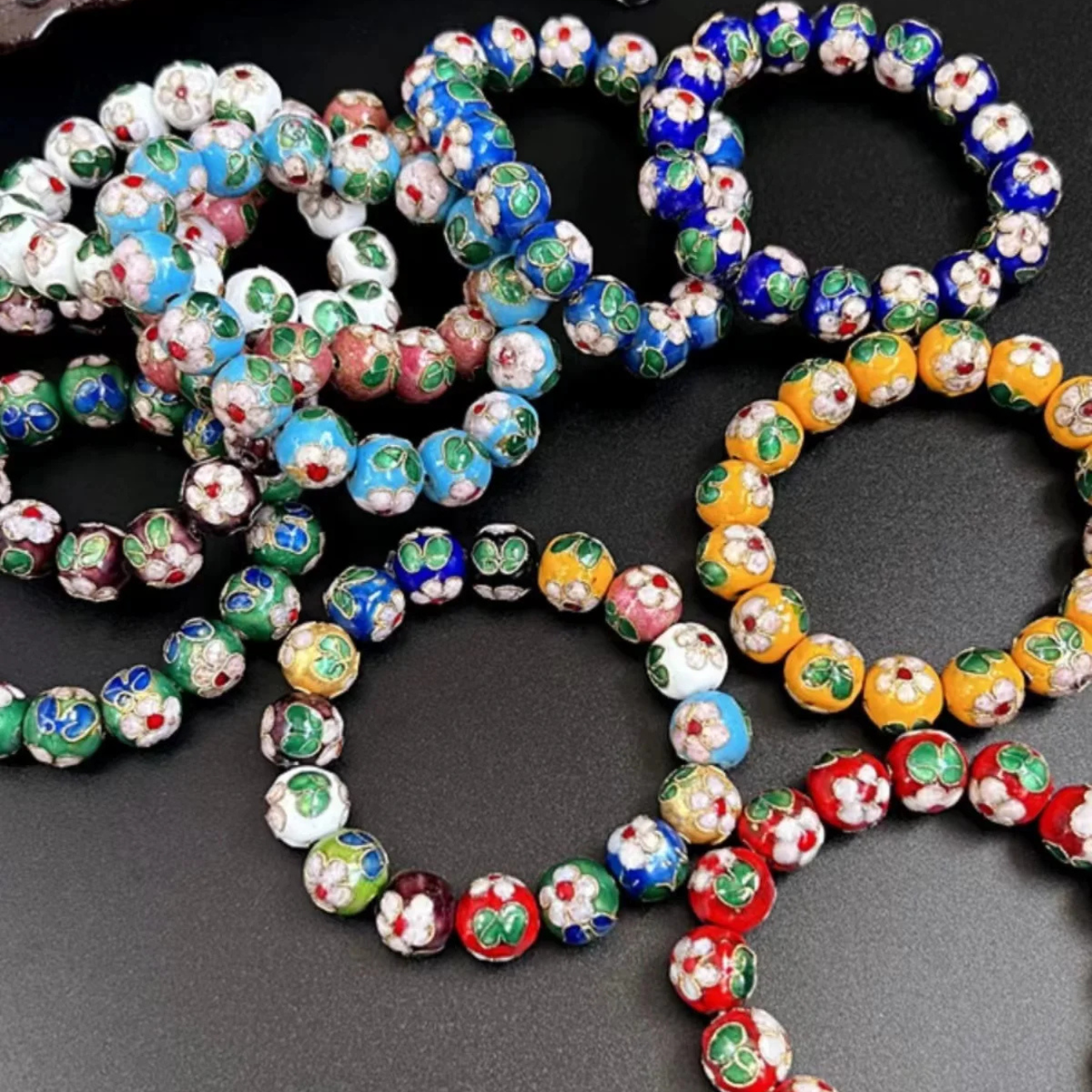 Artisan d'Asie Bracelets Malas Ensemble 9 pièces / 18 cm Bracelet mala en perles cloisonnées