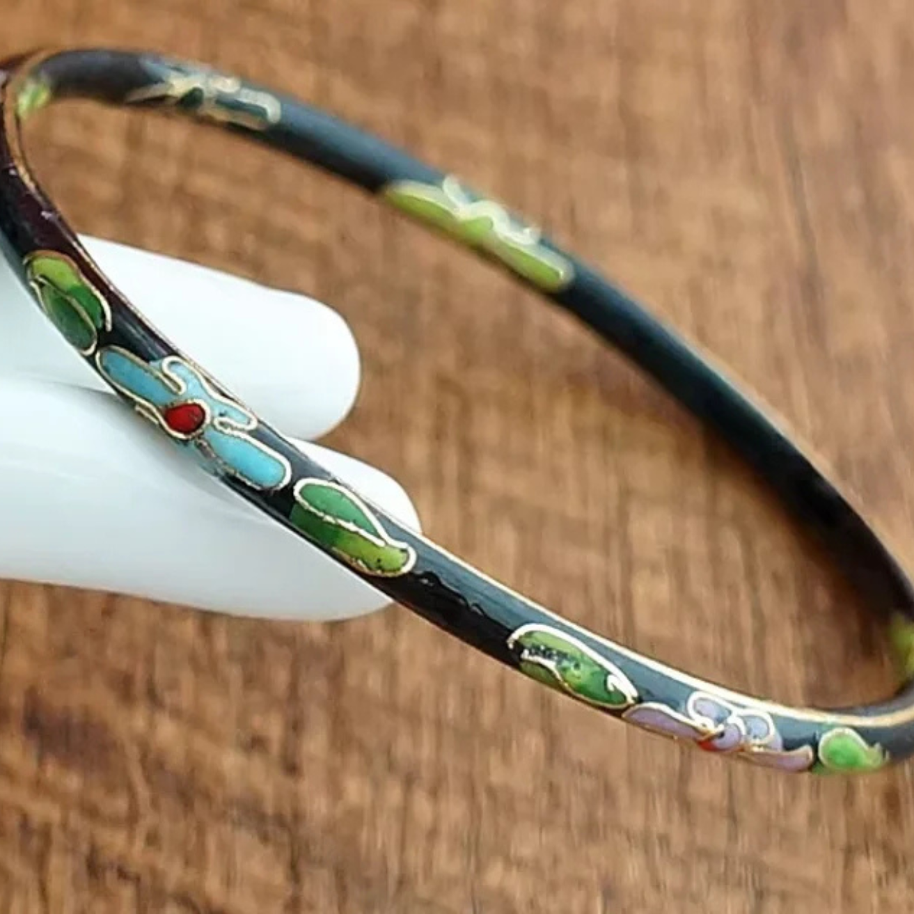 Artisan d'Asie Bracelets Noir Ensemble de 7 bracelets chinois en cloisonné