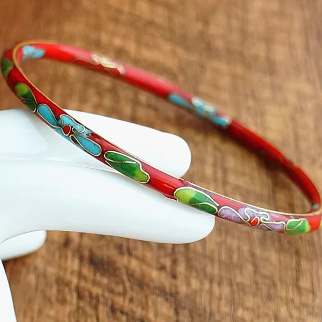 Artisan d'Asie Bracelets Rouge Ensemble de 7 bracelets chinois en cloisonné