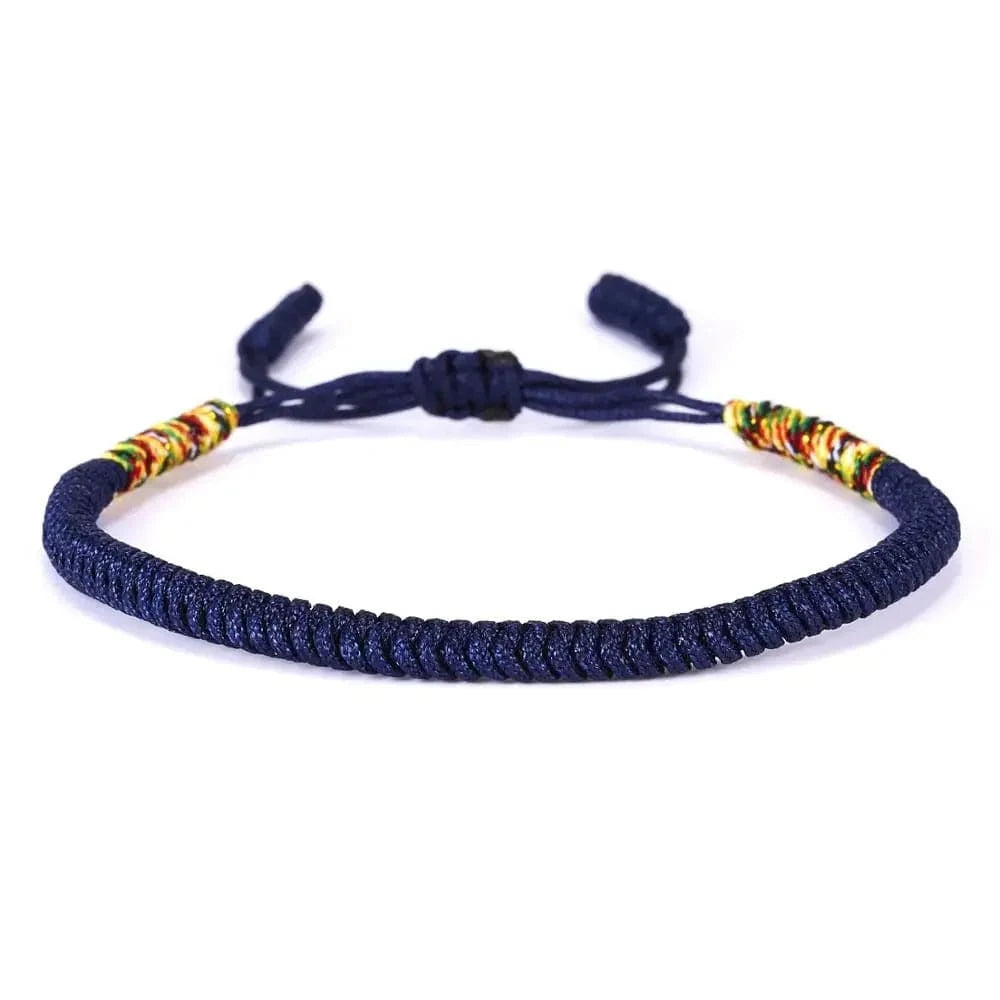 Artisan d'Asie Bracelets Tressés Tibétains Bleu Marine Bracelet tibétain tressé à la main bleu, gris et vert