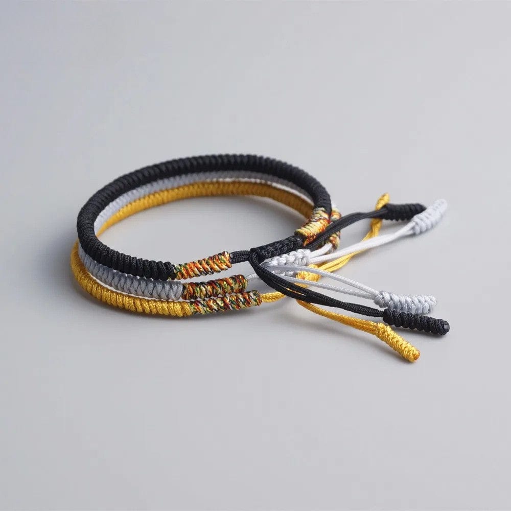 Artisan d'Asie Bracelets Tressés Tibétains Bracelet tibétain tressé à la main noir, or et gris