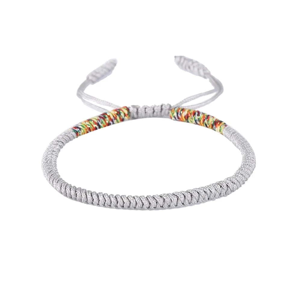 Artisan d'Asie Bracelets Tressés Tibétains Gris Bracelet tibétain tressé à la main bleu, gris et vert