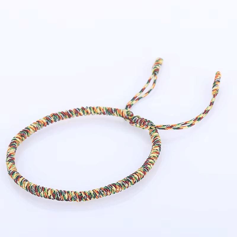 Artisan d'Asie Bracelets Tressés Tibétains Jaune multicolore Bracelet Tressé Bouddhiste Tibétain avec Nœud Coulissant – Porte-Bonheur Spirituel Ajustable pour Homme et Femme