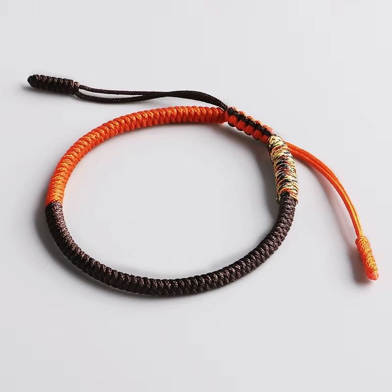 Artisan d'Asie Bracelets Tressés Tibétains Marron et Orange Bracelet tressé tibétain tricolore