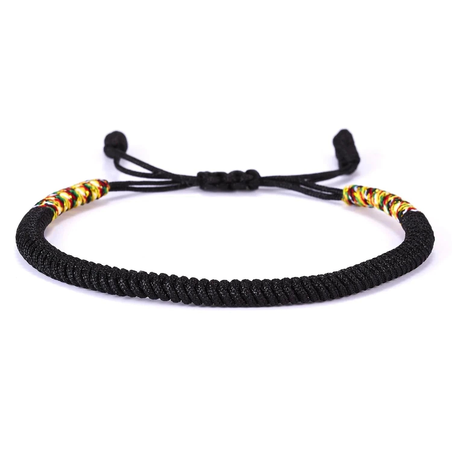 Artisan d'Asie Bracelets Tressés Tibétains Noir Bracelet tibétain tressé à la main noir, or et gris
