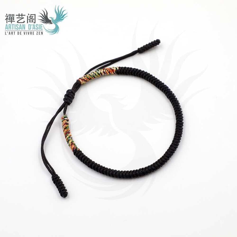 Artisan d'Asie Bracelets Tressés Tibétains Noir Bracelet tibétain tressé à la main noir, or et gris
