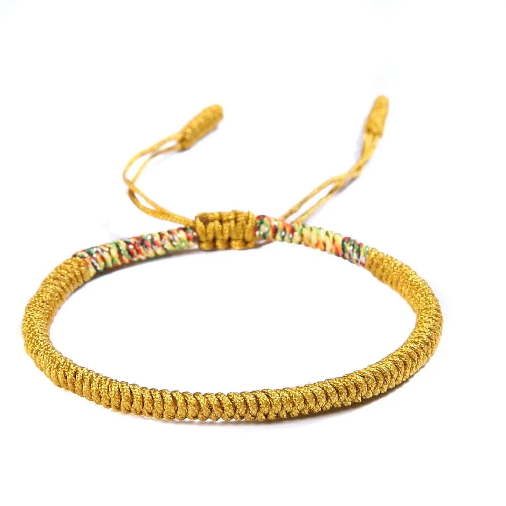 Artisan d'Asie Bracelets Tressés Tibétains Or Bracelet tibétain tressé à la main rouge, rouge foncé et or