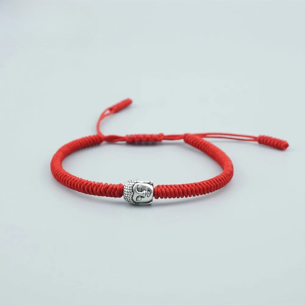 Artisan d'Asie Bracelets Tressés Tibétains Rouge Bracelet tressé tibétain tête de Bouddha