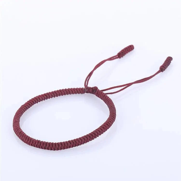 Artisan d'Asie Bracelets Tressés Tibétains Rouge Foncé Bracelet tressé tibétain