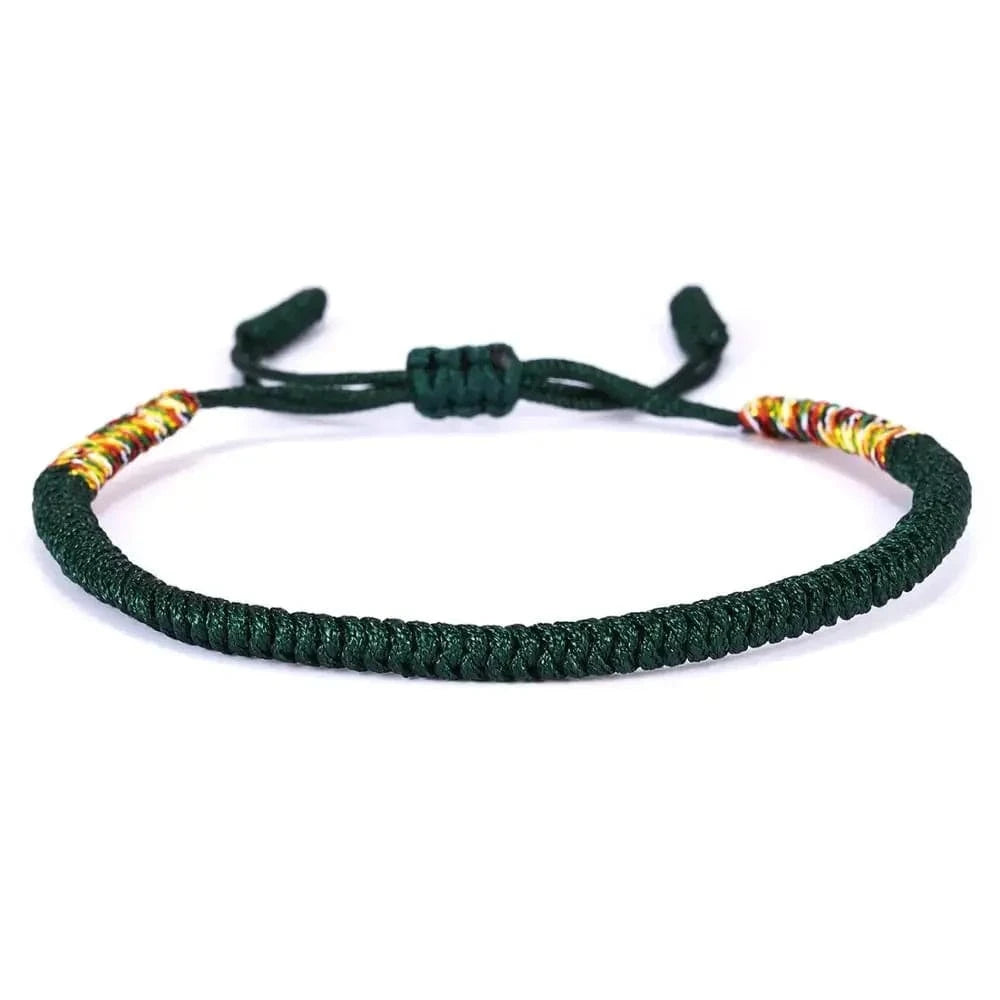 Artisan d'Asie Bracelets Tressés Tibétains Vert Foncé Bracelet tibétain tressé à la main bleu, gris et vert