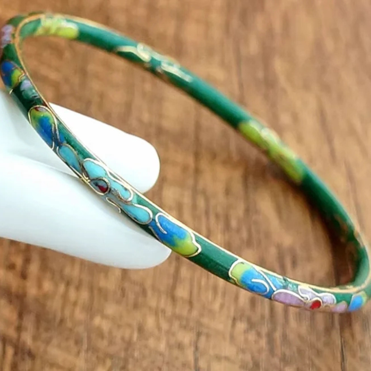 Artisan d'Asie Bracelets Vert Ensemble de 7 bracelets chinois en cloisonné