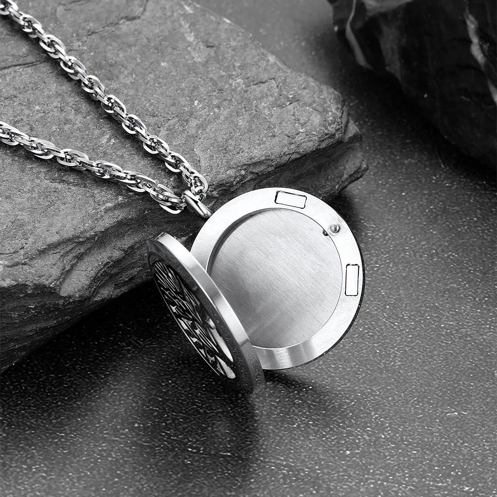 Artisan d'Asie Chakras & Reiki Pendentif Arbre de Vie en acier inoxydable - Diffuseur d’huiles essentielles