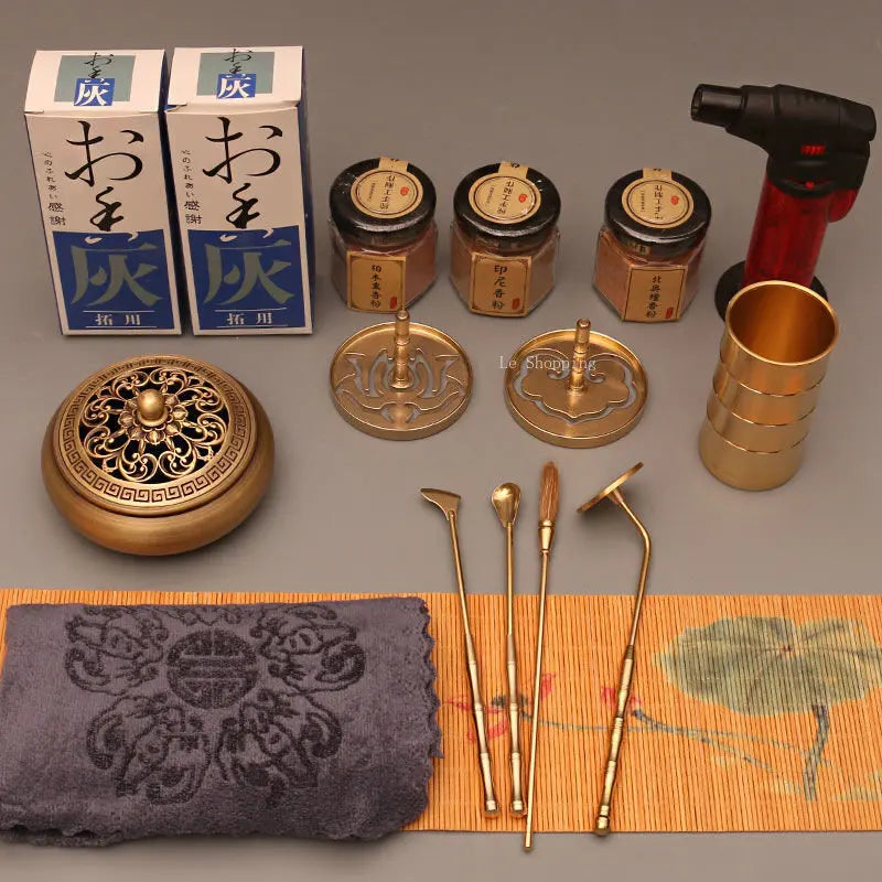 Artisan d'Asie Coffret Cadeau Brûleur d'Encens en Cuivre Pur – Outils de Rituel