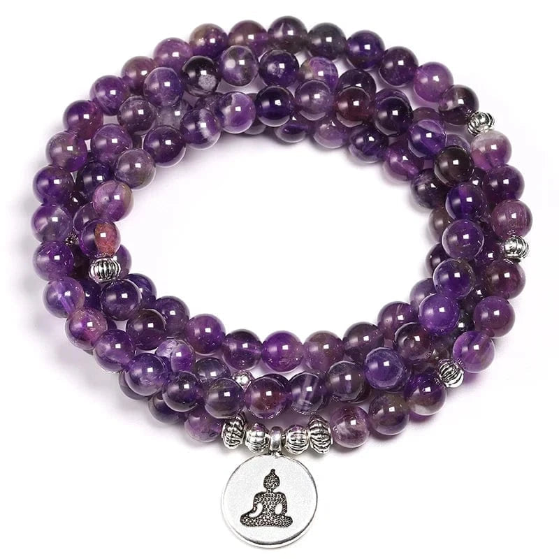 Artisan d'Asie Colliers Malas Bouddha Collier mala en Améthyste
