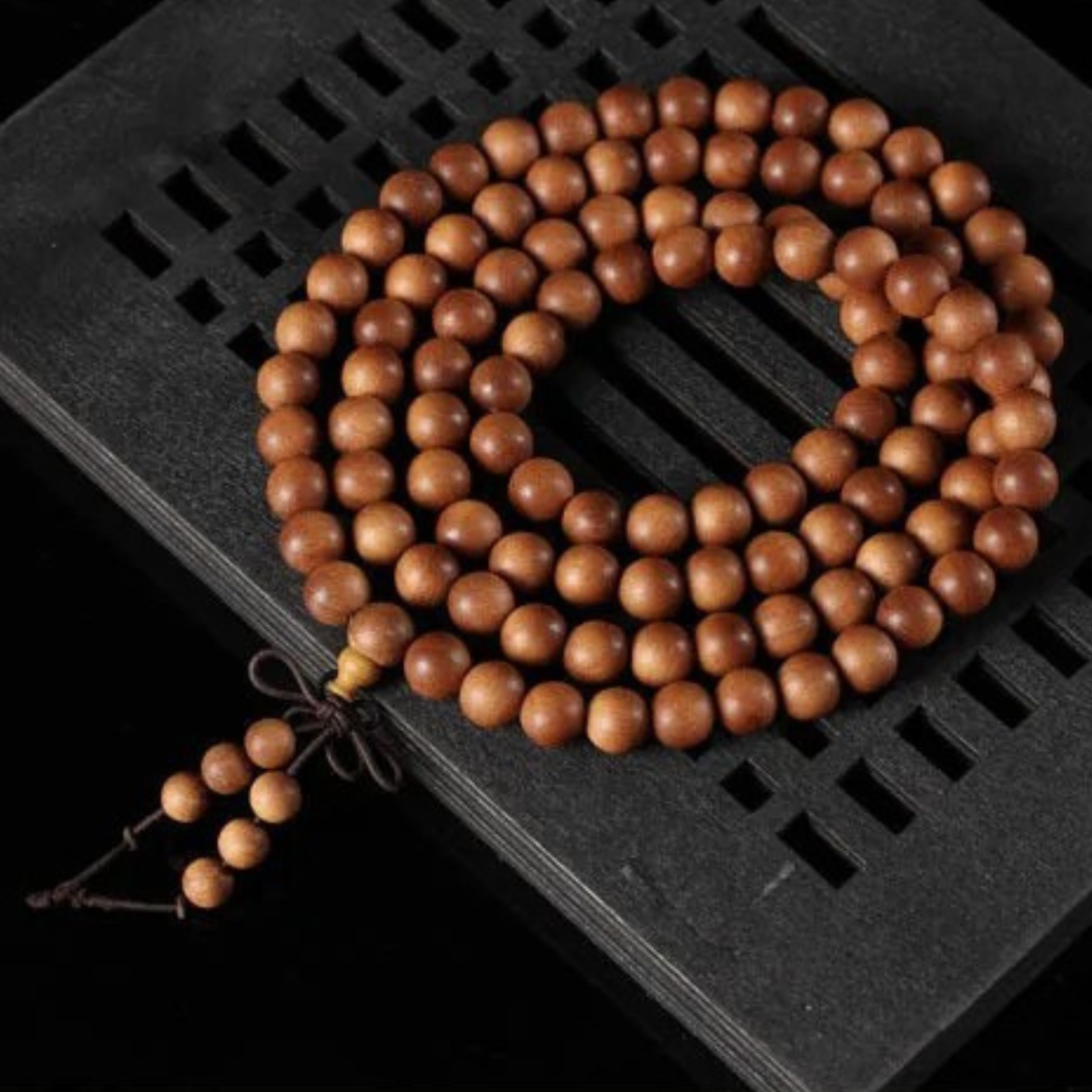 Artisan d'Asie Colliers Malas Collier mala en bois de santal brun premium