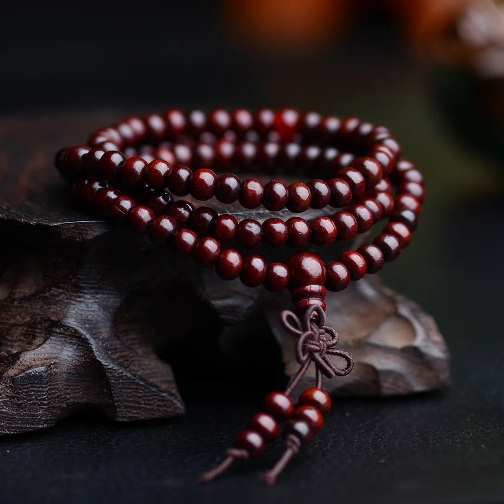 Artisan d'Asie Colliers Malas Collier mala en bois de santal rouge