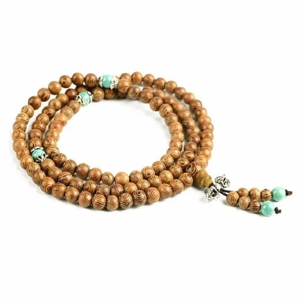 Artisan d'Asie Colliers Malas Collier mala en bois de wengé et turquoise