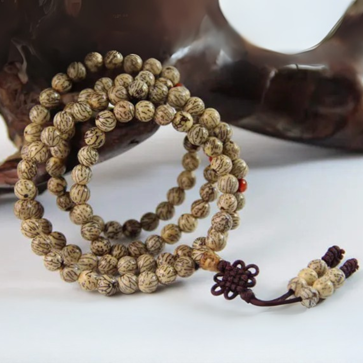 Artisan d'Asie Colliers Malas Collier mala en graines de bodhi
