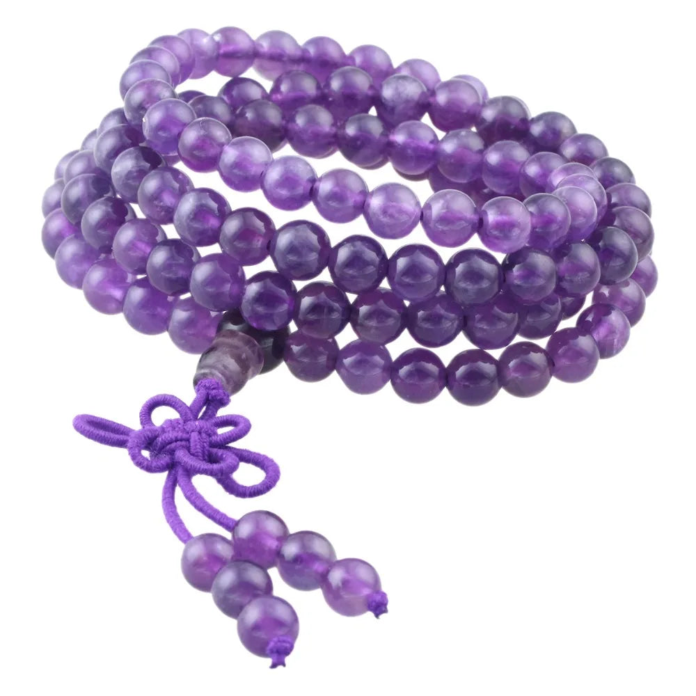 Artisan d'Asie Colliers Malas Collier mala en pierre d'améthyste