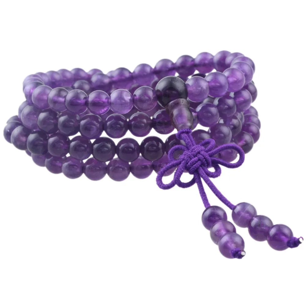 Artisan d'Asie Colliers Malas Collier mala en pierre d'améthyste