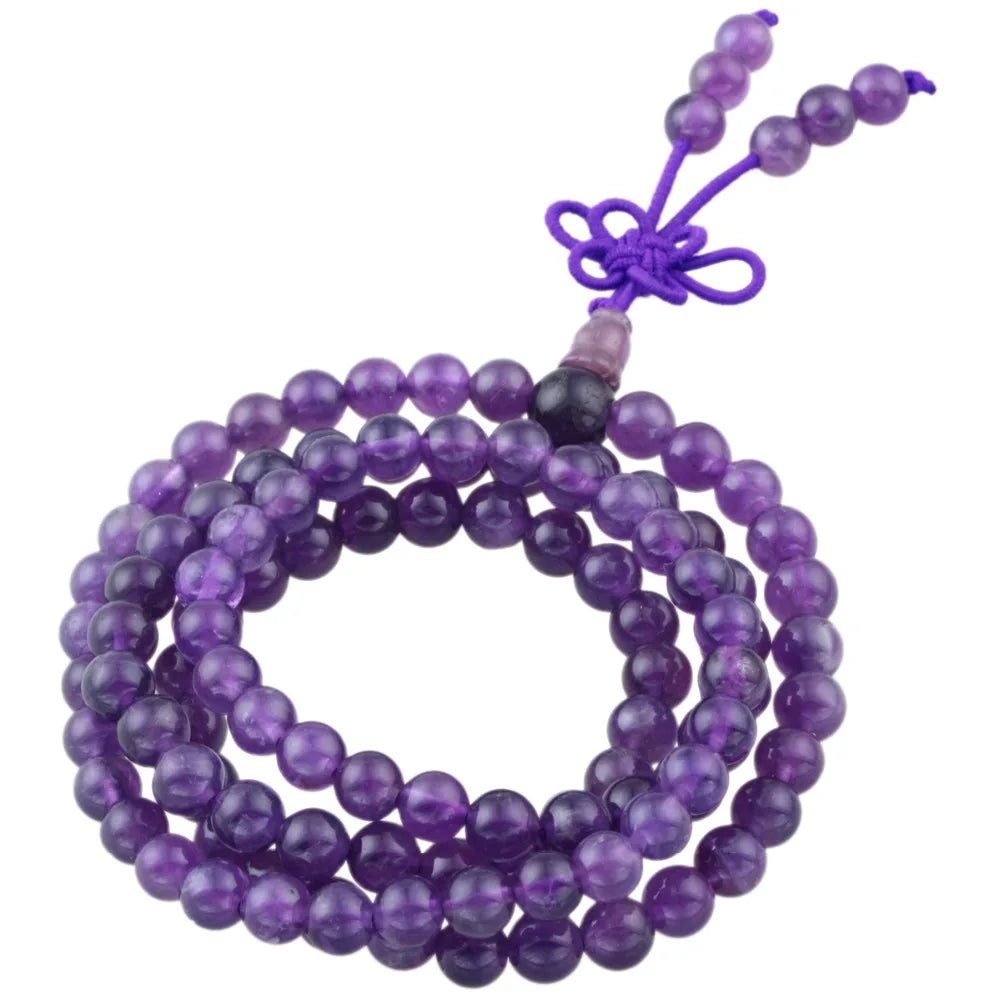 Artisan d'Asie Colliers Malas Collier mala en pierre d'améthyste