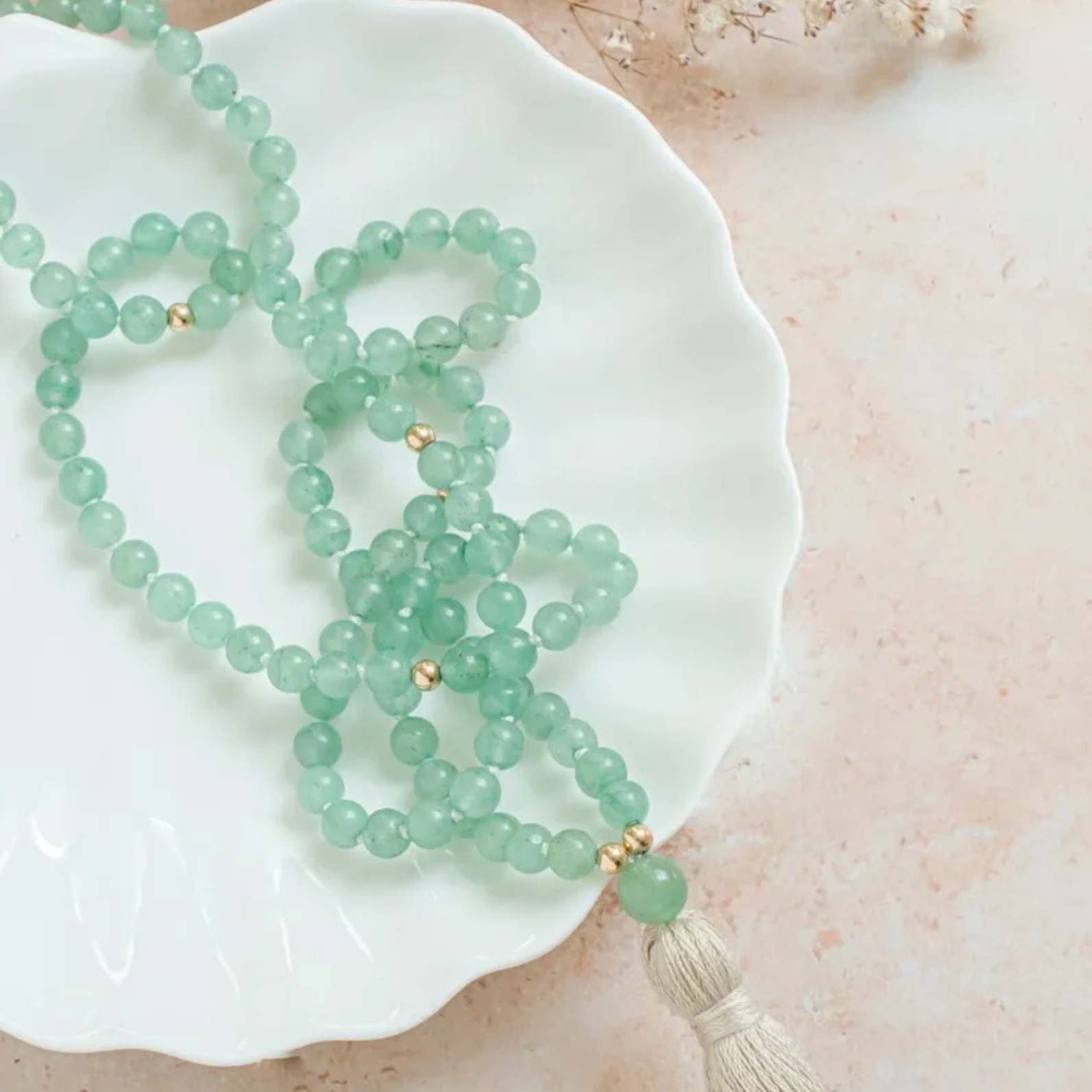 Artisan d'Asie Colliers Malas Collier mala en pierre d'aventurine
